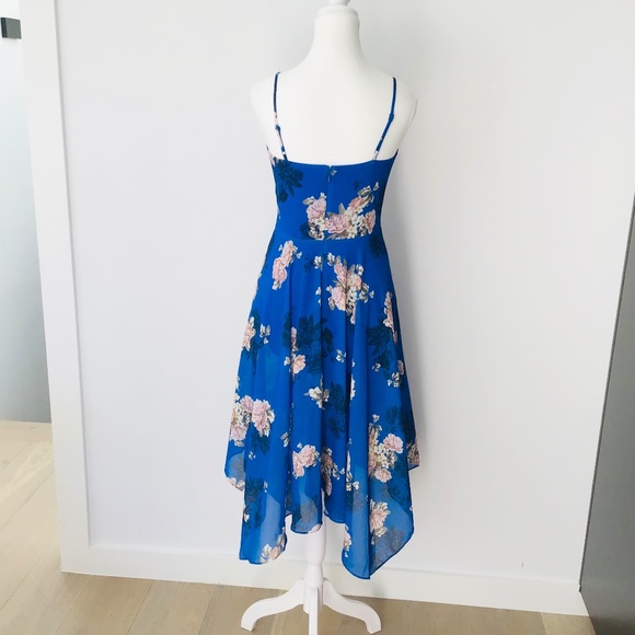 DOTTI size 8 blue floral chiffon dress with spaghetti straps - Picture 5 of 9